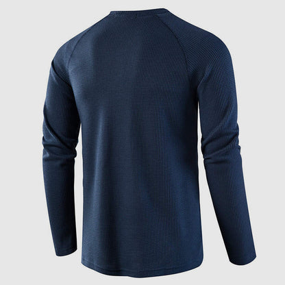 Men's Knit Long Sleeve Henley – Petrus - Dark Blue 3