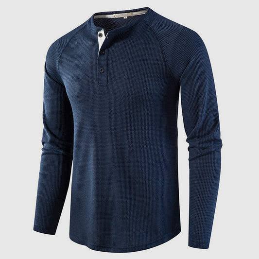 Men's Knit Long Sleeve Henley – Petrus - Dark Blue