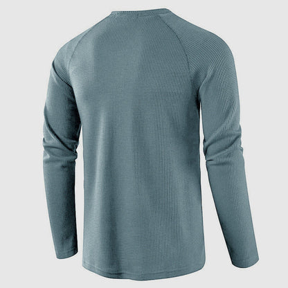Men's Knit Long Sleeve Henley – Petrus - Light Blue 3