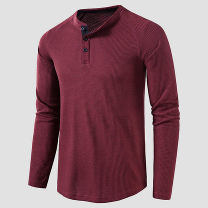 Men's Knit Long Sleeve Henley – Petrus - Red