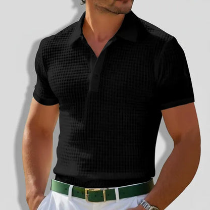 Men's Breathable Knit Short Sleeve Polo – Raymond - Black