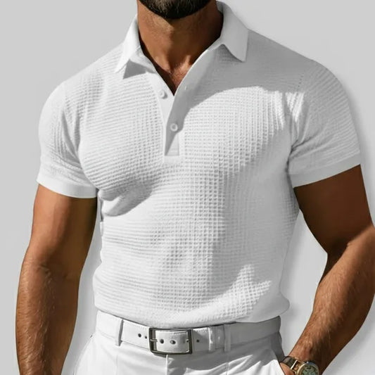 Men's Breathable Knit Short Sleeve Polo – Raymond - White