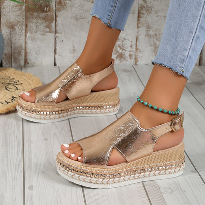 Simone comfort sandals in gold – side view