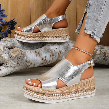 Simone comfort sandals in silver – side view