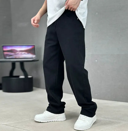 Men's Wide Leg Denim Pants – Siward - Black