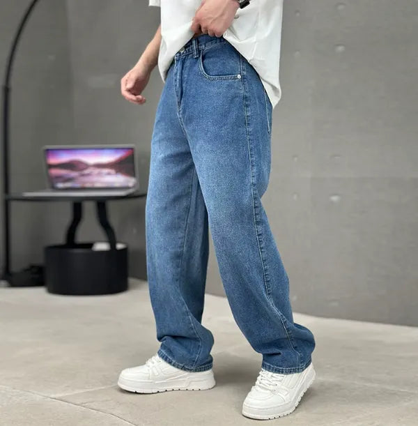 Men's Wide Leg Denim Pants – Siward - Blue
