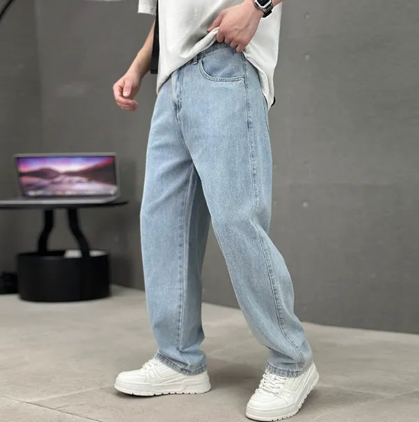 Men's Wide Leg Denim Pants – Siward - Light Blue