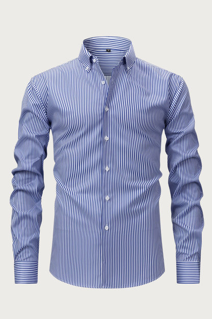 Men's Smart Striped Long Sleeve Shirt – Stavros - Blue