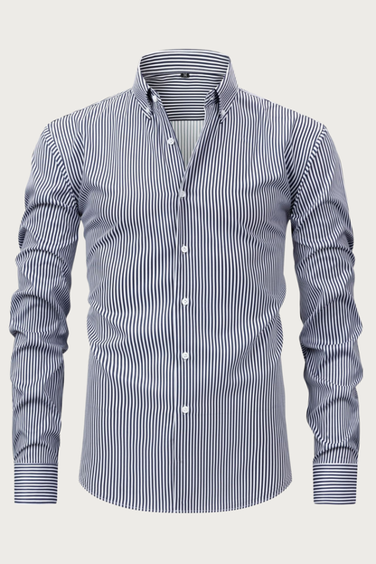 Men's Smart Striped Long Sleeve Shirt – Stavros - Dark Blue 2