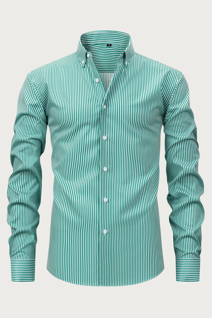 Men's Smart Striped Long Sleeve Shirt – Stavros - Green