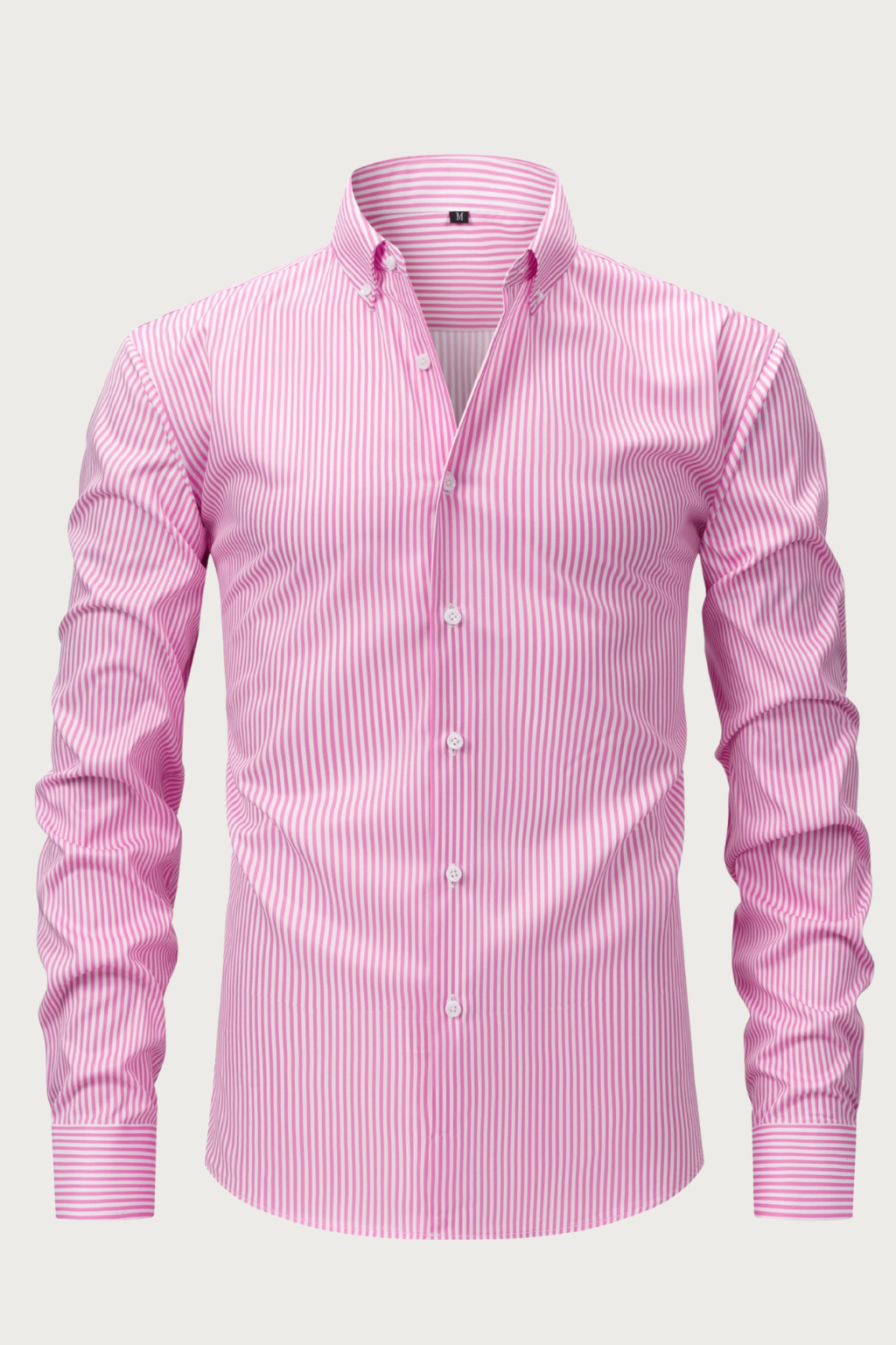 Men's Smart Striped Long Sleeve Shirt – Stavros - Pink