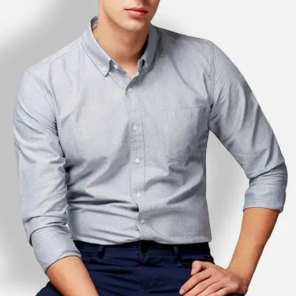 Men's Long Sleeve Button-Down Shirt – Sulev - Gray 2