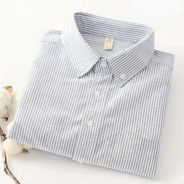 Men's Long Sleeve Button-Down Shirt – Sulev - Grey Striped