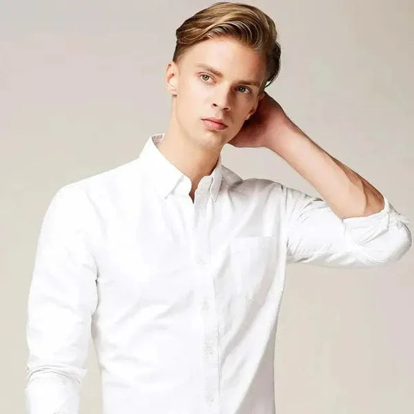Men's Long Sleeve Button-Down Shirt – Sulev - White