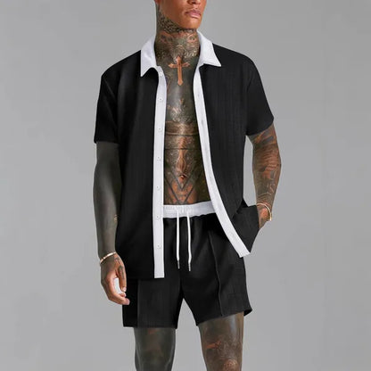 Men's Summer Short Sleeve Shirt Set – Theo - Black