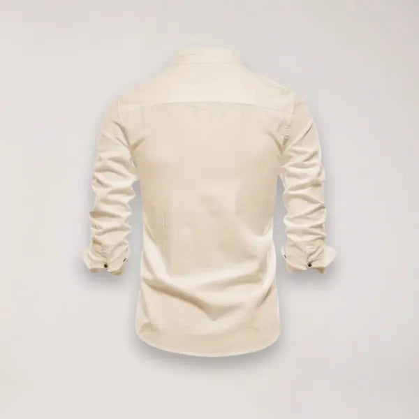 Men's Stand Collar Shirt – Tiago - Apricot 2