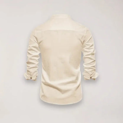 Men's Stand Collar Shirt – Tiago - Apricot 2