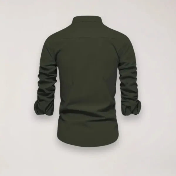 Men's Stand Collar Shirt – Tiago - Army Green
