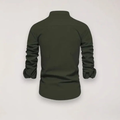 Men's Stand Collar Shirt – Tiago - Army Green