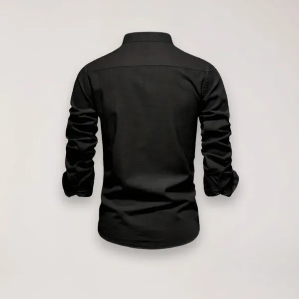 Men's Stand Collar Shirt – Tiago - Black 2