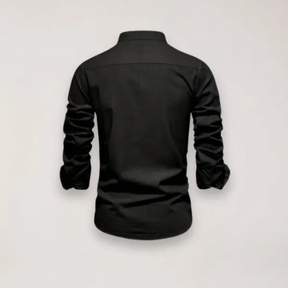 Men's Stand Collar Shirt – Tiago - Black 2