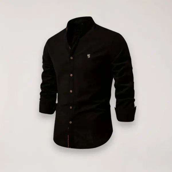 Men's Stand Collar Shirt – Tiago - Black