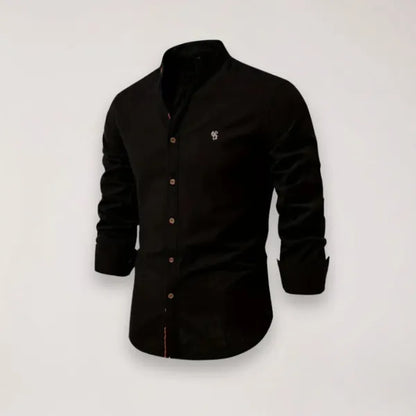 Men's Stand Collar Shirt – Tiago - Black