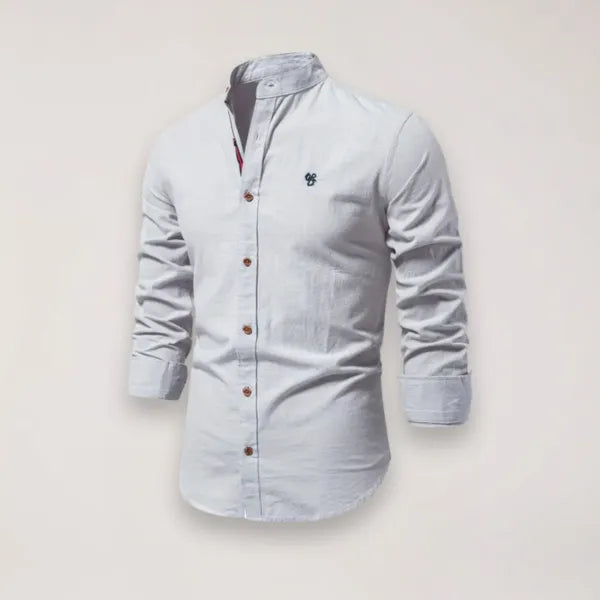Men's Stand Collar Shirt – Tiago - Gray