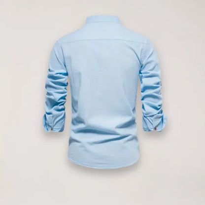 Men's Stand Collar Shirt – Tiago - Light Blue 2