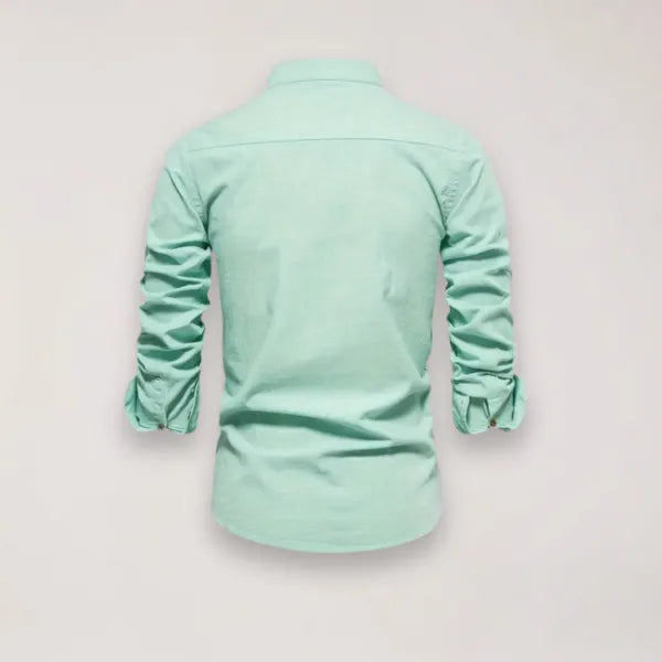 Men's Stand Collar Shirt – Tiago - Light Green 2