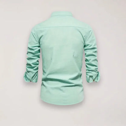 Men's Stand Collar Shirt – Tiago - Light Green 2