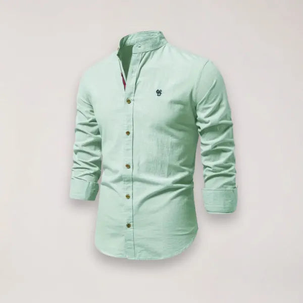 Men's Stand Collar Shirt – Tiago - Light Green