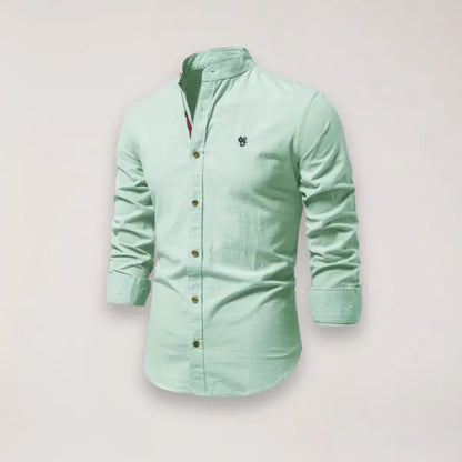 Men's Stand Collar Shirt – Tiago - Light Green