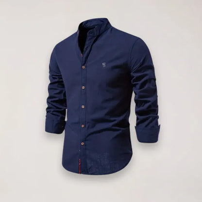 Men's Stand Collar Shirt – Tiago - Navy Blue
