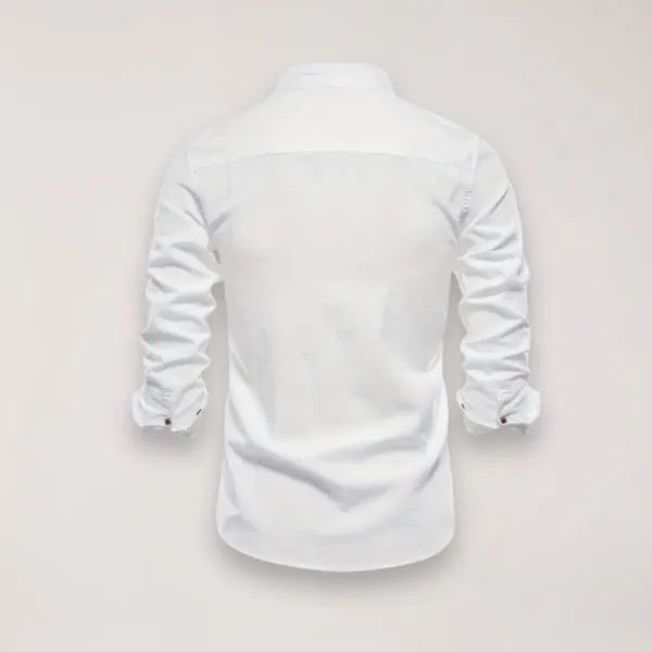Men's Stand Collar Shirt – Tiago - White 2