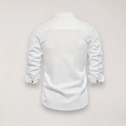 Men's Stand Collar Shirt – Tiago - White 2