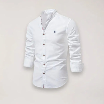 Men's Stand Collar Shirt – Tiago - White 3
