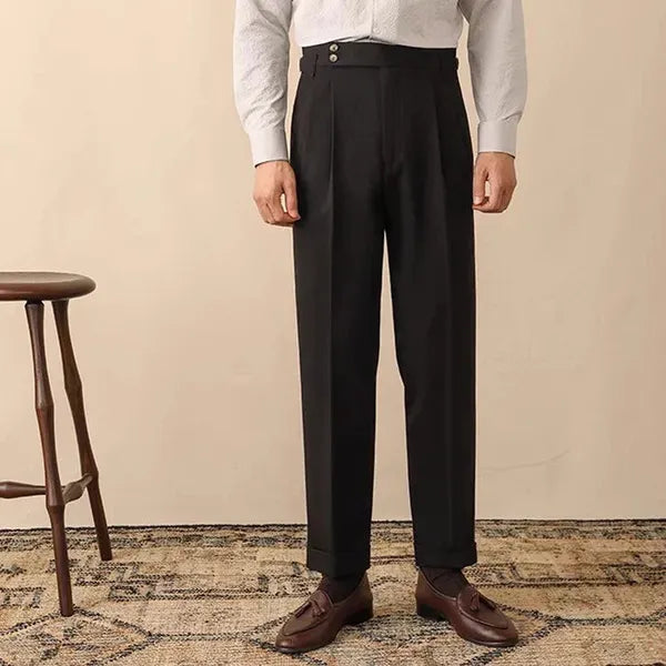 Men's High-Waisted Tailored Trousers – Toby - Black 2