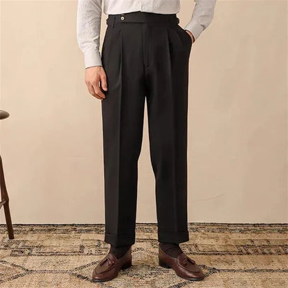 Men's High-Waisted Tailored Trousers – Toby - Black