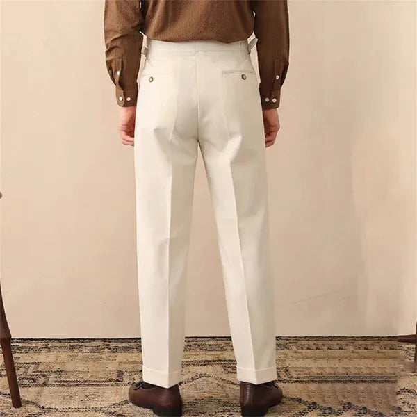 Men's High-Waisted Tailored Trousers – Toby - Cream 2