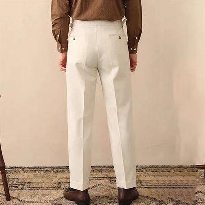 Men's High-Waisted Tailored Trousers – Toby - Cream 2