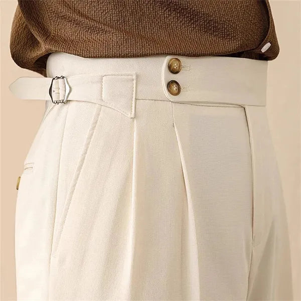 Men's High-Waisted Tailored Trousers – Toby - Cream 3