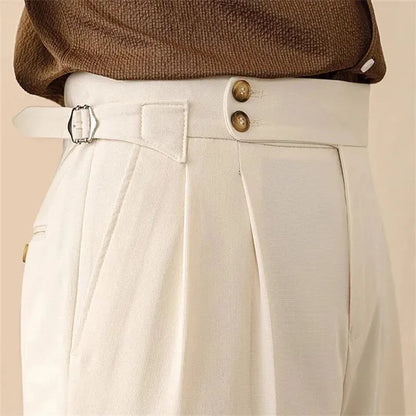 Men's High-Waisted Tailored Trousers – Toby - Cream 3
