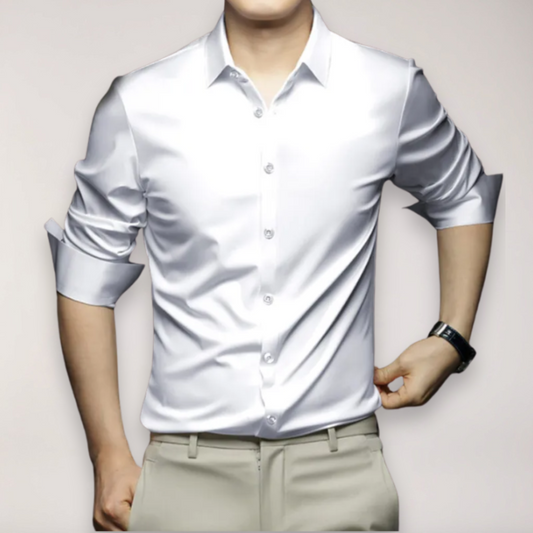 Men's Casual Long Sleeve Dress Shirt – Tomasz - White