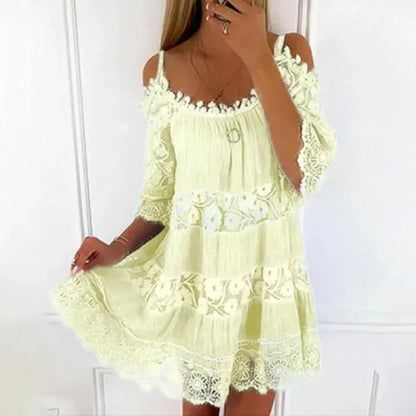 Maisie women's backless crossover straps mini summer dress in yellow, front view