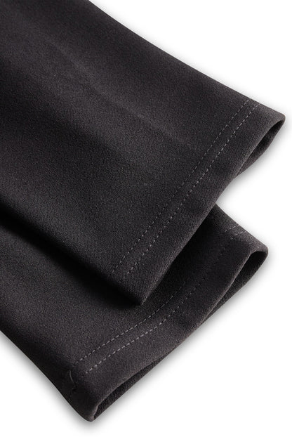 Close-up of the sleeve cuffs on the Camille women's black cocktail midi dress