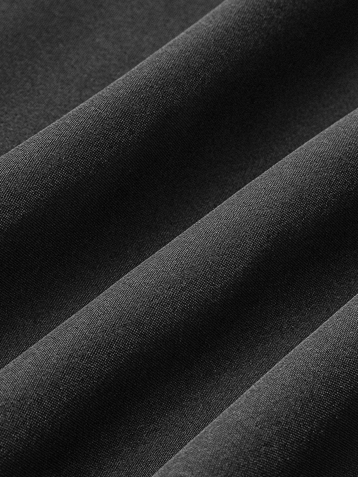 Women's Cut-Out Maxi Dress in Black, woven fabric texture close-up - Amely