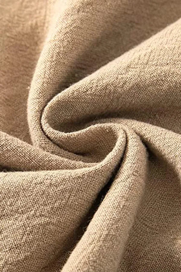 Bethany Women's Flowy Palazzo Trousers khaki linen-blend fabric texture detail