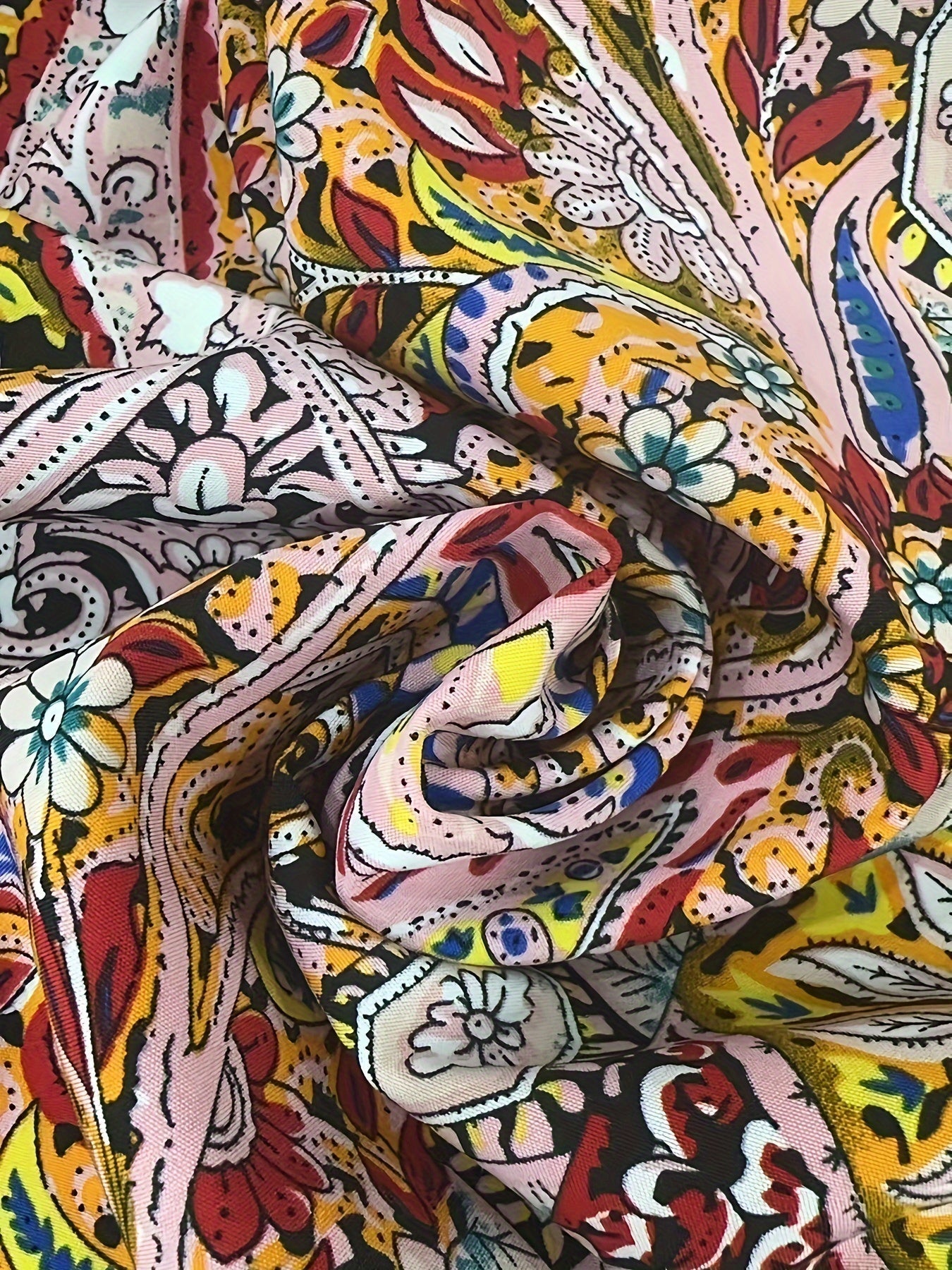 Close-up of the paisley fabric used for the Odile halter printed maxi dress