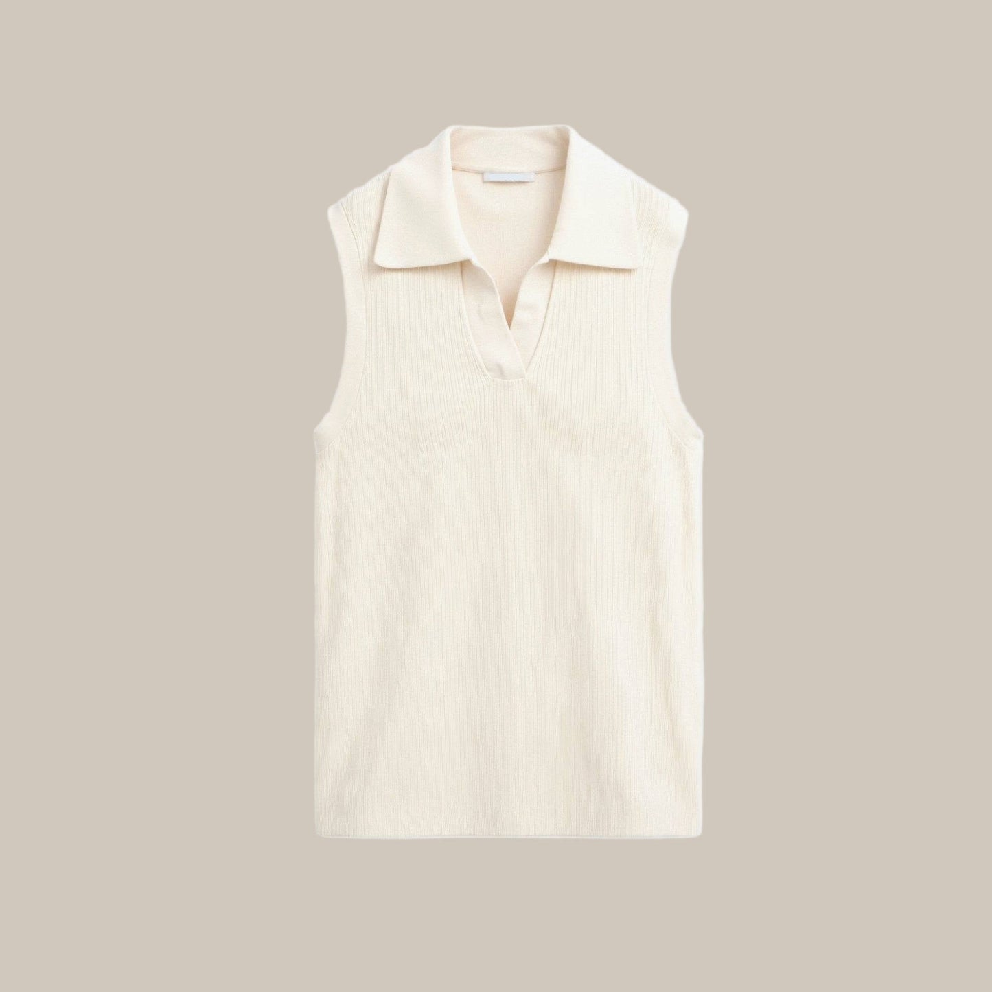 Noemie Women's Sleeveless Knit Top in ivory white, flat lay product shot